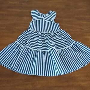 Max Studio Navy blue/White stripped tiered dress toddler/kids girls size 3T GUC